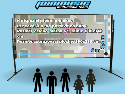 Naskladnili jsme nové projekční plátno o velikosti 6x3,4m